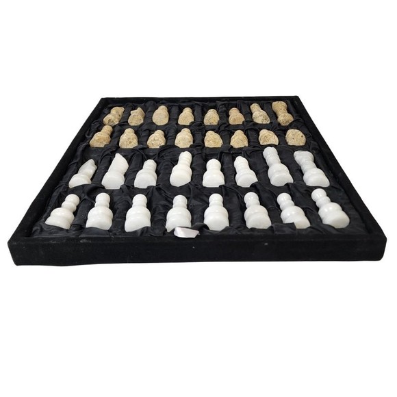 Handmade Chess Pieces Marble Chess pieces Only Chess Pieces Storage Coral/White - Picture 3 of 5